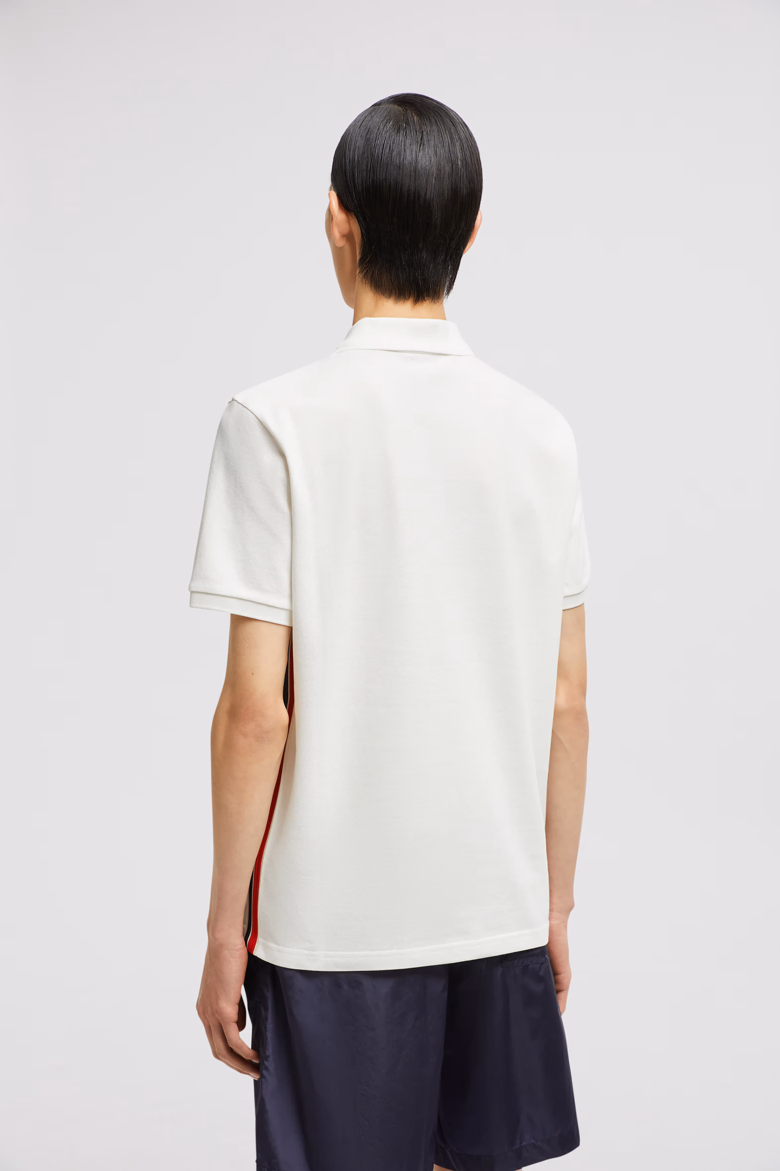 Striped Accent Cotton Piquet Polo Shirt Men White Moncler 5